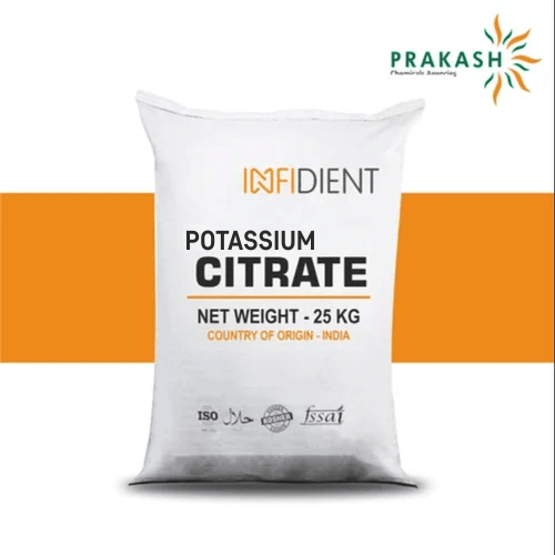 Prakash chemicals agencies Gujarat Sodium Citrate, Na3C6H5O7, 25 kg HDPE bag with LD liner, brand offered - Infidient