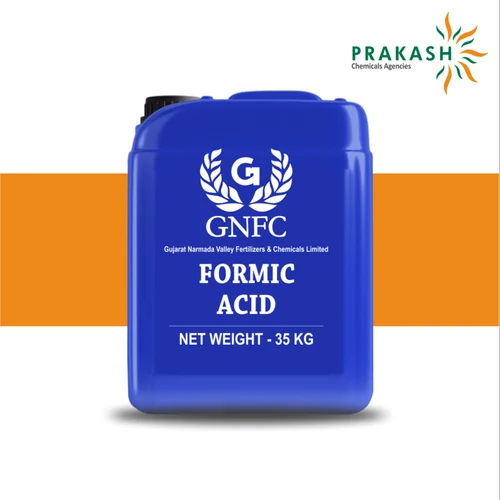 Prakash chemicals agencies Gujarat Formic Acid, HCO2H, Stainless Steel Tanker and is available in 35 kg (net) HDPE carboys, brand offered - GNFC