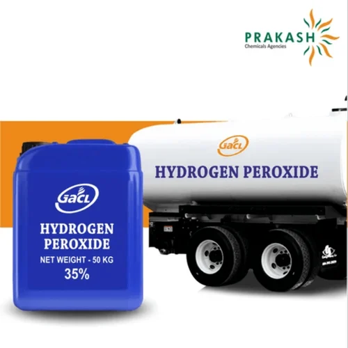 Prakash chemicals agencies Gujarat Hydrogen Peroxide - 35%, H2O2, 30 kgs /50 kgs HM-HDPE Carboys, 250 kgs HM-HDPE Barrels, Dedicated SS Tankers, brand offered - GACL